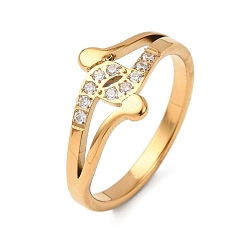 Настоящее золото 18K 304 женские кольца из нержавеющей стали с прозрачным кубическим цирконием, ионное покрытие (ip), реальный 18 k позолоченный, 11 мм, внутренний диаметр: 18 мм