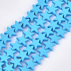 Темно-Голубой Окрашенного распылением немагнитных синтетических нитей гематита бусы, звезда, глубокое синее небо, 9x9x2.5 мм, отверстие : 0.8 мм, около 59~60 шт / нитка, 15.5 дюйм