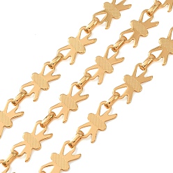 Golden 304 Stainless Steel Bowknot Link Chains, Unwelded, with Spool, Golden, 7.5x4mm