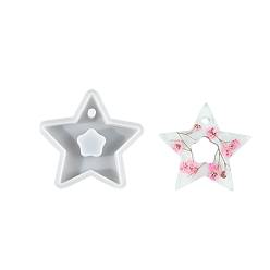 Звезда Силиконовые формы с пиксельным сердцем своими руками, формы для литья смолы, для уф-смолы, изготовление изделий из эпоксидной смолы, белые, звезда, 78x78x11.5 мм, внутренний диаметр: 21x21 мм