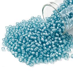 (930) Inside Color Light Aqua/White Lined TOHO Round Seed Beads, Japanese Seed Beads, (930) Inside Color Light Aqua/White Lined, 8/0, 3mm, Hole: 1mm, about 1110pcs/50g