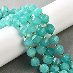 Темно-бирюзовый Нити бусин из натурального кварца окрашенные, граненые, с бисером, твист, темные бирюзовый, 10x9~10x9~10 мм, отверстие : 1 мм, около 33~34 шт / нитка, 15.04''~15.35'' (38.2~39 см)