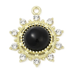 Золотой Подвески из сплава и страза, солнце, со стеклом, стойки покрытие, без кадмия, без никеля и без свинца, золотые, 25.5x21x6.5 мм, отверстие : 1.8 мм