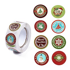 Colorful 8 Patterns Round Dot Self Adhesive Paper Stickers Roll, Merry Christmas Decals for Party, Decorative Presents, Colorful, 25mm, about 500pcs/roll