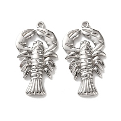 Food 304 подвески из нержавеющей стали, цвет нержавеющей стали, омар, 39x21x4 мм, отверстие : 1.8 мм