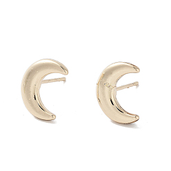 Light Gold Moon Alloy Studs Earrings for Women, with 304 Stainless Steel Pins, Light Gold, 11x8.5mm