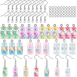 Platinum DIY Bottle Shape Dangle Earring Making Kits, include Plastic Pendants, Brass Earring Hooks & Jump Rings, Platinum, Penadnts: 25x10mm, Hole: 2mm, 7 colors, 4pcs/color, 28pcs/set, box: 12.5x8.5x1.8cm, 1pc.