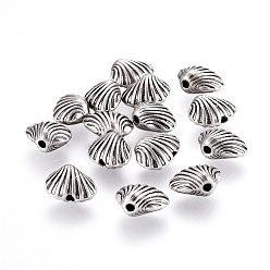 С Покрытием Тайского  Серебра Сплавочные овальные бусины тибетского стиля , без свинца, без никеля и без кадмия, формы раковины, Таиланд, стерлинговое серебро, покрытие, 8x10x5.5 мм, отверстие : 1.2 мм