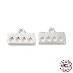 Серебро 925 звенья компонентов люстры из стерлингового серебра, 5-петлевой прямоугольный разъем, серебряные, 4.3x7x0.6 мм, отверстие : 1 мм