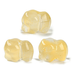 Светло-хаки Окрашенные бусины из стекла, слон, светлый хаки, 11x14x9.5 мм, отверстие : 1.2 мм