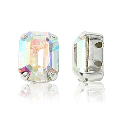 00030 200 Crystal AB Пришивные чашки preciosa® maxima crystal, многожильных ссылки, чешский хрусталь, с настройками латуни, 719 37 408 восьмиугольник, серебряные, 00030 200 кристалл аб, 10x8 мм