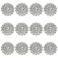 Серебро 12 шт. украшения для шитья из сплава страз, цветок, серебряные, 20.5x5 мм
