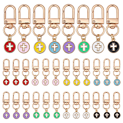 (52) Непрозрачная лаванда 32 шт. 8 цвета сплава эмали овальные с подвесными украшениями в виде креста, с поворотными застежками, золотые, разноцветные, 48 мм, 4 шт / цвет