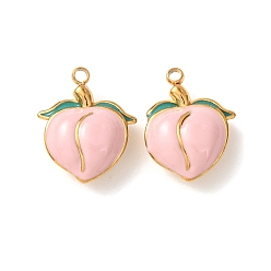 Peach 304 нержавеющей стальной эмали подвески, золотые, персик прелести, 16x13x6 мм, отверстие : 1.5 мм