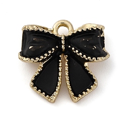Черный Подвески из сплава с покрытием из распылительной краски, бантом, золотые, чёрные, 15.5x16.5x5 мм, отверстие : 2 мм