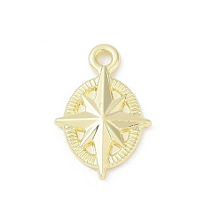 Настоящее золото 18K Латунные подвески, без свинца и без кадмия, овал со звездочками, стойки покрытие, реальный 18 k позолоченный, 18x12x2.5 мм, отверстие : 1.6 мм