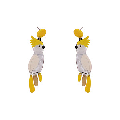 Белый Акриловые болтаться серьги стержня, попугай, белые, 85 мм