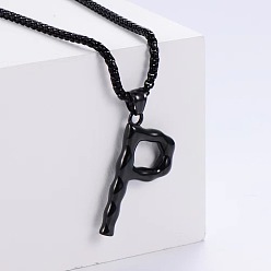 Letter P Стильные ожерелья с подвесками из нержавеющей стали, чёрные, Письмо P