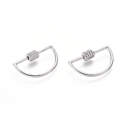 Платина Латунные микропаве, кубический цирконий, винт, карабин, подвески с замком, для изготовления ожерелий, полукруглый, платина, 16x28x2 мм