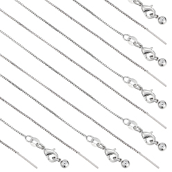 Platinum 12Pcs 1MM Brass Box Chain Adjustable Slider Necklaces for Women, Platinum, 20.08 inch(51cm)