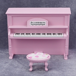 Бледно-Розовый Миниатюрные украшения из деревянного пианино и стула, аксессуары для домашнего кукольного домика с микро-ландшафтом, притворяясь опорными украшениями, розовый жемчуг, 133x55x98 мм