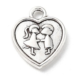 Antique Silver Tibetan Style Alloy Pendants, Heart, Antique Silver, 15.5x13x2mm, Hole: 2mm, about 458pcs/500g