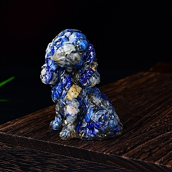 Ляпис-Лазурь Скульптура кокер-спаниеля из смолы, украшение для выставки, с натуральными чипсами из лазурита внутри статуй для украшения домашнего офиса, 45x40x70 мм