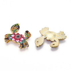 Cerise Pendentifs en alliage imprimés, or et de lumière, charmes de crabe, cerise, 19.5x20x1.5mm, Trou: 0.6mm