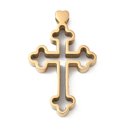 Золотой 304 подвески из нержавеющей стали, крестик, ионное покрытие (ip), золотые, 32x20x4 мм, отверстие : 3 мм