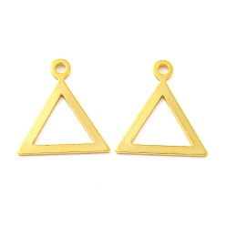 Real 18K Gold Plated 925 Sterling Silver Hollow Triangle Charms, Real 18K Gold Plated, 11x10x0.5mm, Hole: 1mm