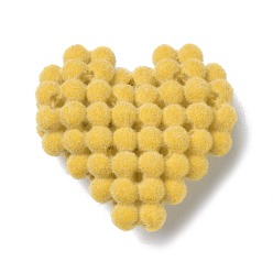 Orange Flocky Resin Woven Beads, Heart, Orange, 30x31x11mm