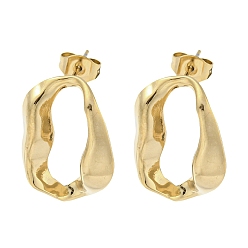 Золотой 304 из нержавеющей стали серьги, Twist овальные, золотые, 20.5x14.5 мм