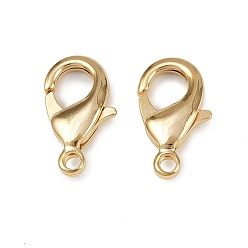 Настоящее золото 24K Карабин-лобстеры, латунные, без кадмия и без свинца, реальный 24 k позолоченный, 15x9x3.5 мм, отверстие : 1.8 мм