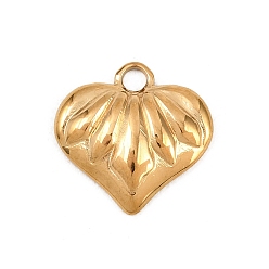 Золотой Текстурированные 304 подвески из нержавеющей стали, сердце прелести, золотые, 14.5x15x2.5 мм, отверстие : 2.5 мм