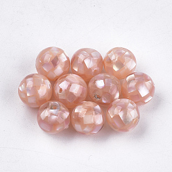 Pink Resin Beads, with Pink Shell, Round, Pink, 10~10.5mm, Hole: 1mm