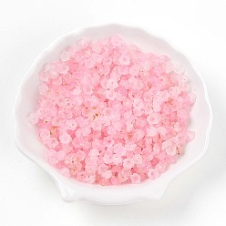 Pink Матовые прозрачные акриловые бусины, цветок, золотой фольгой, розовые, 5.5~6x3 мм, отверстие : 1.5 мм, Около 1086 шт / 50 г