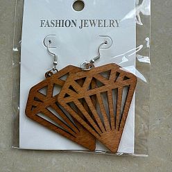 Алмаз Серьги-подвески из сплава дерева, платина, алмаз, 63 мм