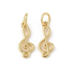Настоящее золото 18K Латунь прелести, прелести музыкальных нот, с целью перехода в кольце, долговечный, стойки покрытие, без свинца и без кадмия, реальный 18 k позолоченный, 14x6x1.5 мм, отверстие : 3.5 мм