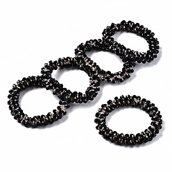 Черный Стеклянные бусы из граненых бусин, торсадные браслеты, гальваническое покрытие, двухконусные, чёрные, внутренний диаметр: 1-5/8 дюйм (4 см)
