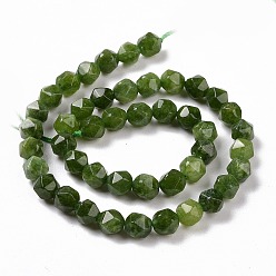 Dark Olive Green Natural Quartz Beads Strands, Faceted Polygon, Dyed & Heated, Dark Olive Green, 7.5~8x8x8mm, Hole: 1.2mm, about 48pcs/strand, 15.35 inch(39cm)