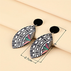 Eye Акриловые болтаться серьги стержня, украшения из латуни для женщин, рисунок глаз, 68x27 мм