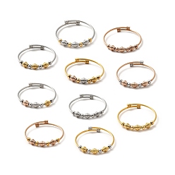 Mixed Color 304 Stainless Steel Bicone Beaded Open Cuff Bangle, Twist Rope Torque Bangle for Women, Mixed Color, Inner Diameter: 2 inch(5cm)