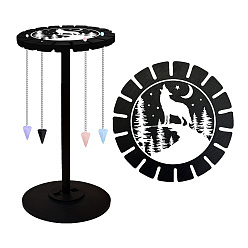 Волк Деревянный руль, деревянная витрина, черный держатель подставка, стеллаж для хранения маятников в деревенском стиле, ведьма, волк, колеса: 120x8 мм, 2 шт, шпилька: 288x12мм, 1 PC