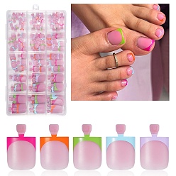 (52) Непрозрачная лаванда 150шт. акриловых накладных ногтей на ногах, короткие квадратные накладные ногти на ногах для педикюра и самостоятельного нейл-арта, разноцветные, 12~26x6~18.5x1.5~5.5 мм