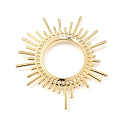 Настоящее золото 18K Латунные подвески, солнечные чары, реальный 18 k позолоченный, 45x42x1 мм, отверстие : 19 мм