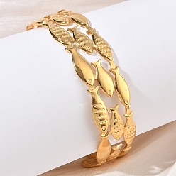 Fish 304 из нержавеющей стали манжеты браслеты, широкие браслеты для женщин, рыба, 3/4 дюйм (1.8 см), внутренний диаметр: 2-1/2x2 дюйм (6.35x5.05 см)