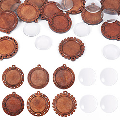 Перу Наборы для самостоятельного изготовления плоского круглого деревянного подноса-подвески, Перу, 30~47x25~43.5x4.5 мм, отверстие : 2.5 мм, лоток : 30~30.5 мм