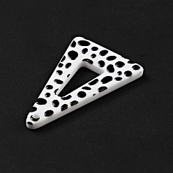 Black Printed Acrylic Pendants, Triangle with Spot Pattern, Black, 33x19.5x2mm, Hole: 1.5mm