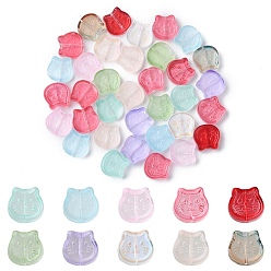 (52) Непрозрачная лаванда 35 шт. Прозрачные стеклянные бусины, окрашенные распылением., кошка, разноцветные, 13.5x14x5 мм, отверстие : 1.2 мм