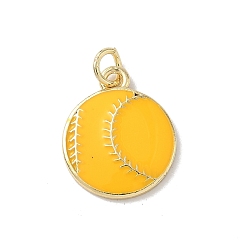 Золотистый Латунь эмаль подвески, бейсбольный шарм, с целью перехода в кольце, стойки покрытие, долговечный, без свинца и без кадмия, реальный 18 k позолоченный, золотые, 17x14x2 мм, отверстие : 3.3 мм